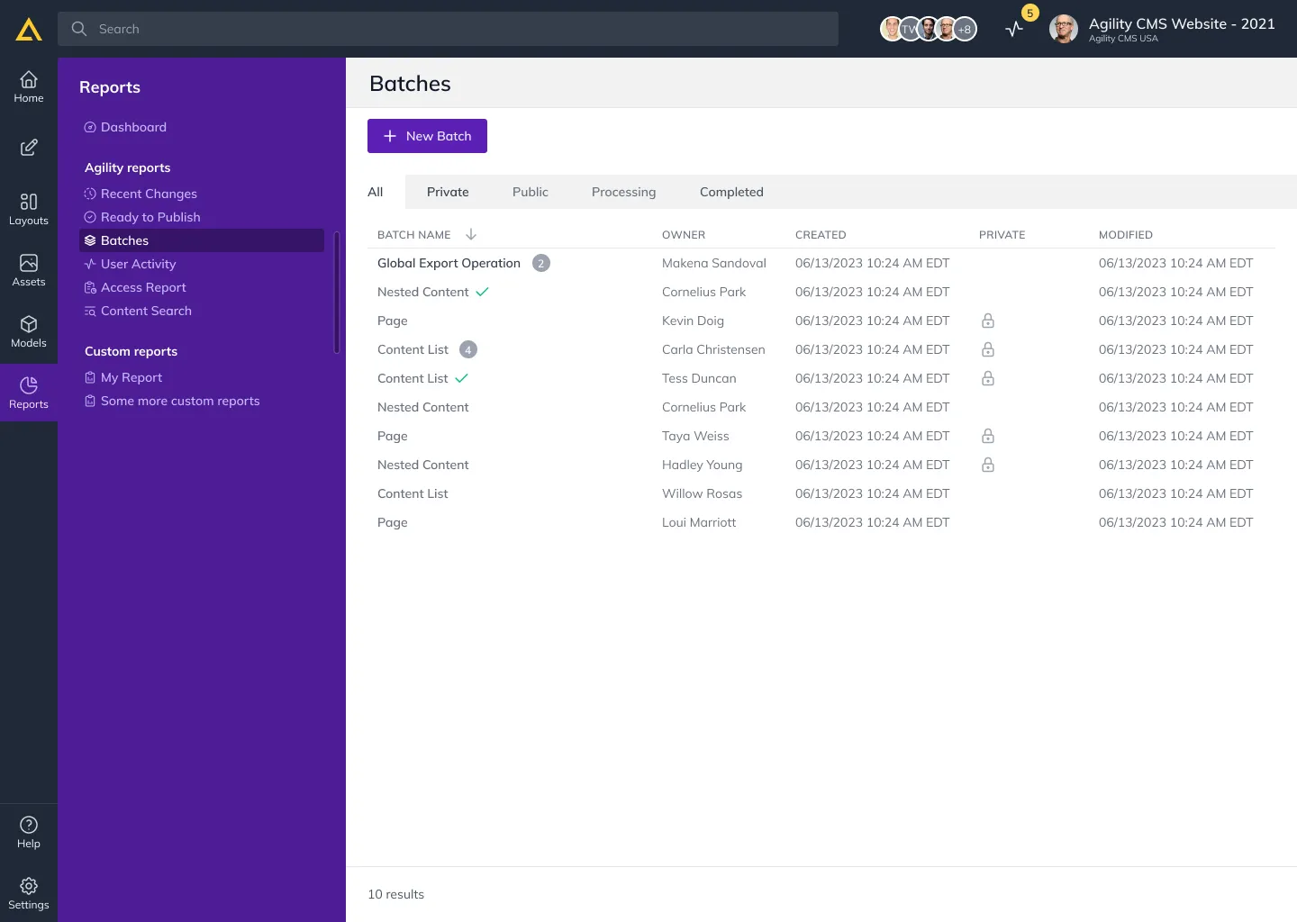The Batches report.