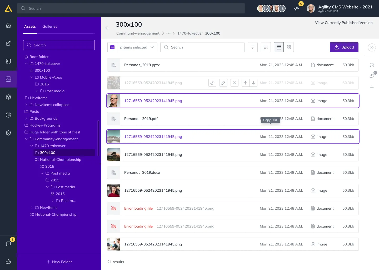 Asset management on desktop.