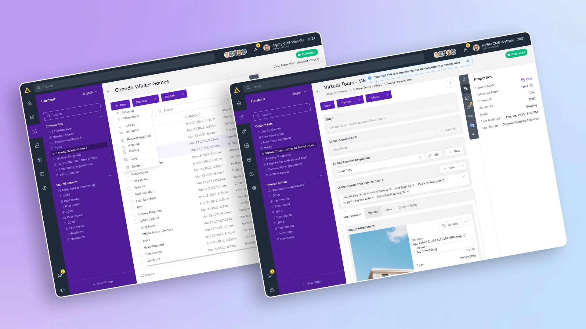Redesigned content management.