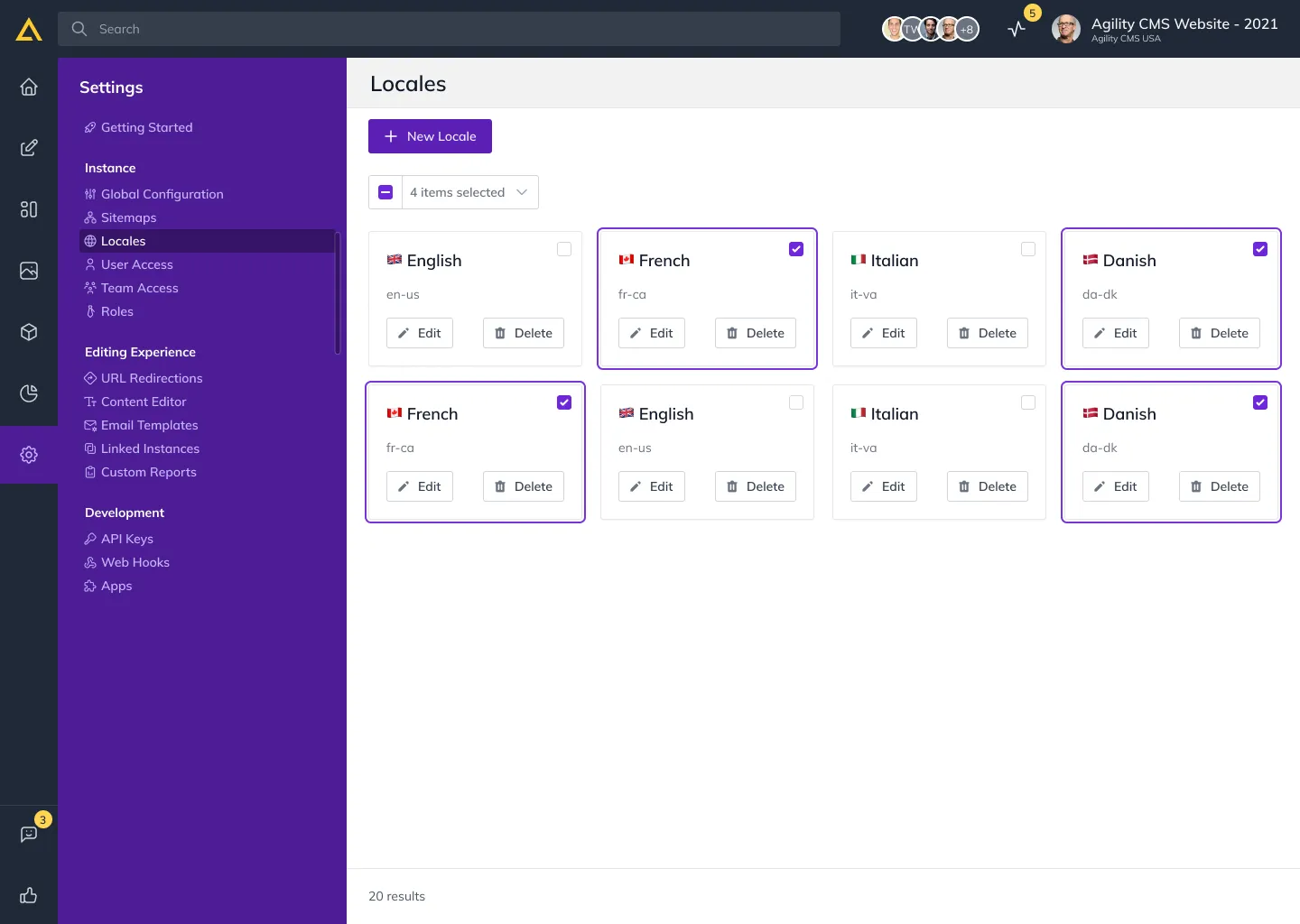 The redesigned Locales settings.