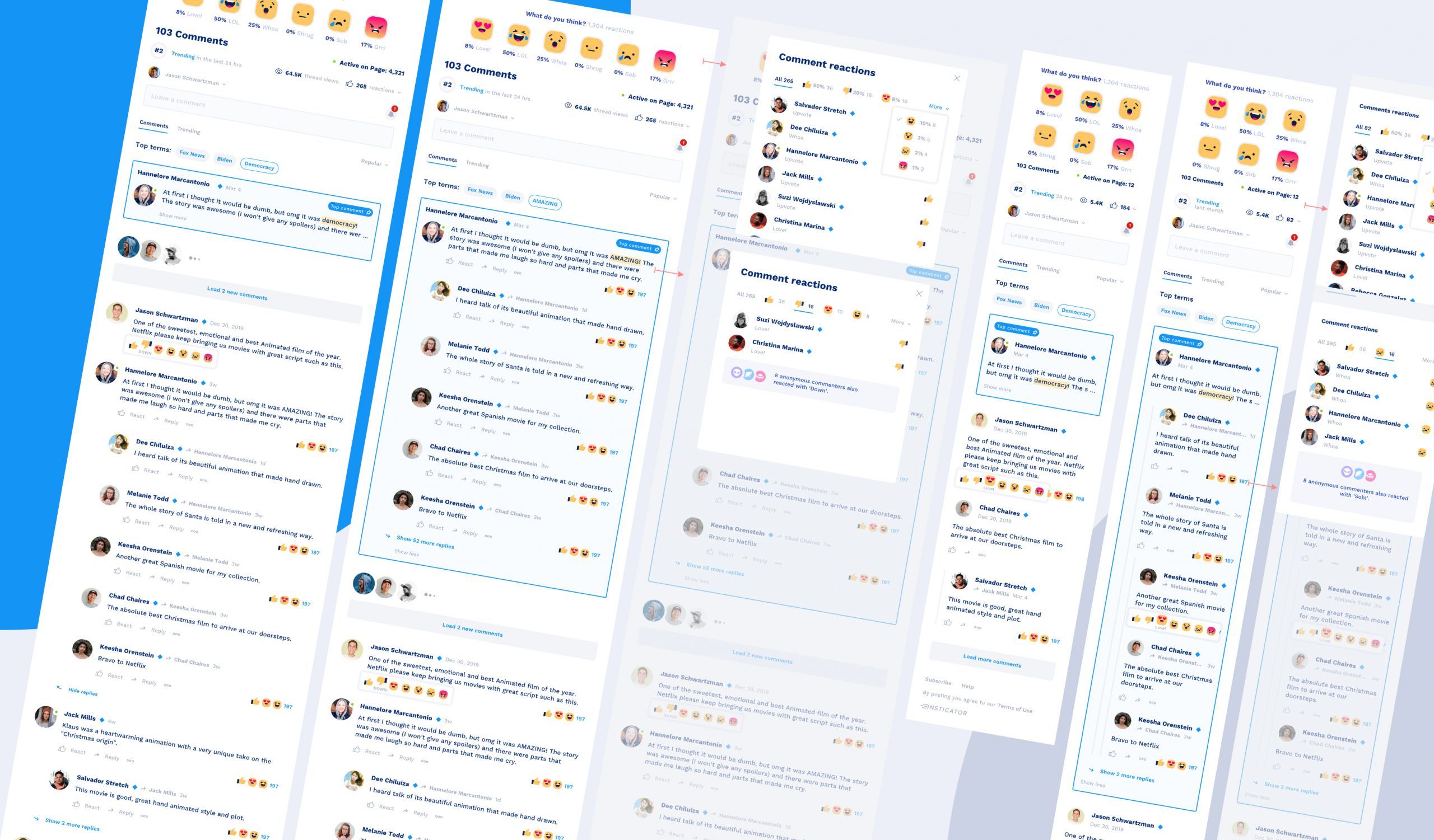The redesigned commenting thread overview in context.