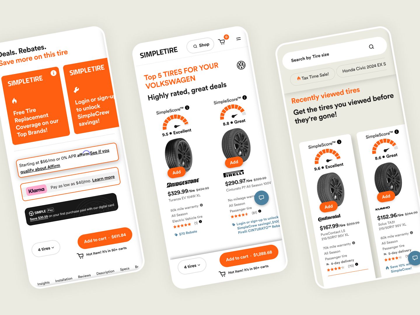 The redesigned SimpleTire product page.