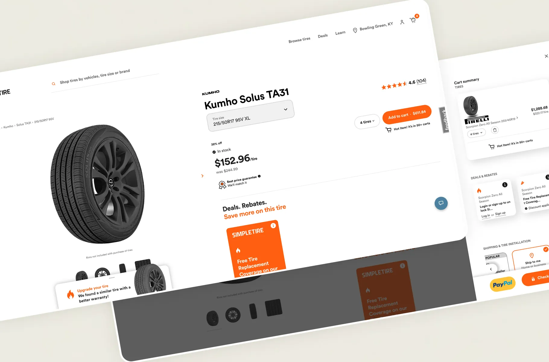 SimpleTire desktop product experience.
